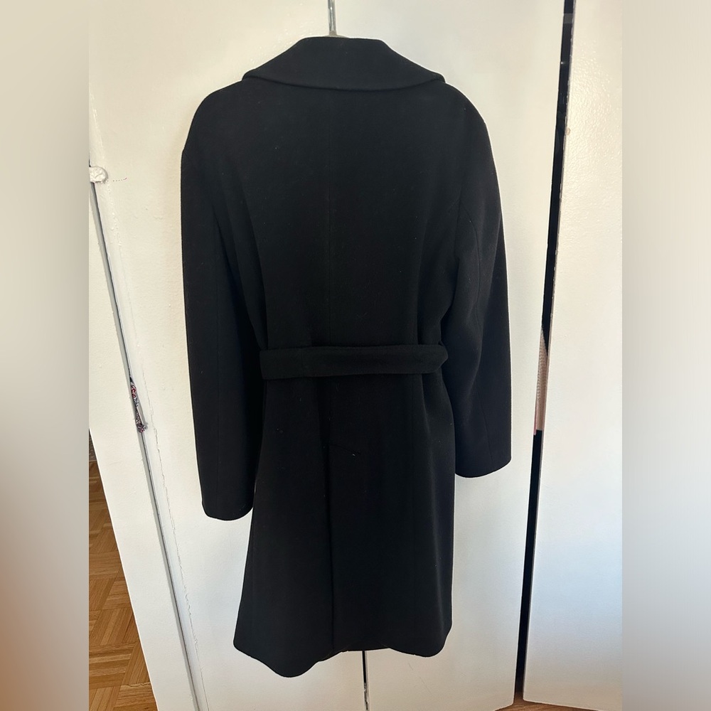Cinzia Rocca Due wool cashmere black belted long coat jacket size 12 - Picture 5 of 8